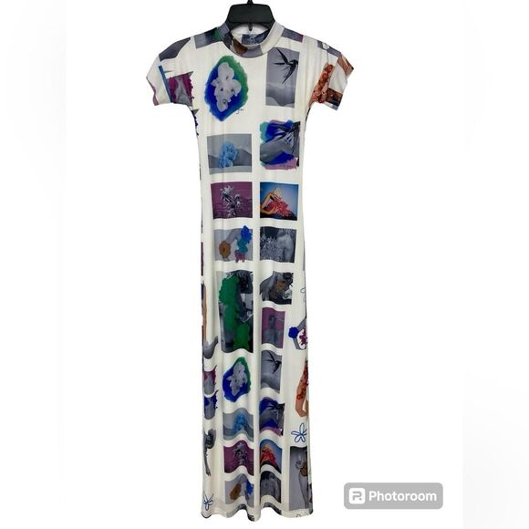 WITH JEAN Artwork Print Morph Maxi Dress in Floral Mimicry Size XXS - Picture 3 of 11